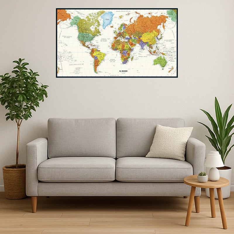 Globe Turner Contemporary World Wall Map in Spanish - 50" x 28.5" Laminated - Image 2